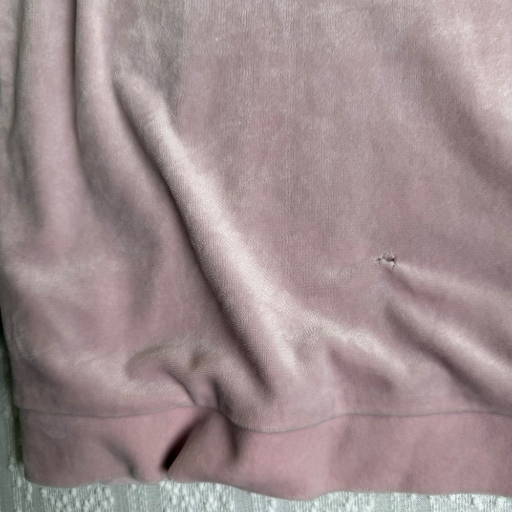 Juicy Couture Velour Pullover Sweater Pink Rhinestone Logo Crewneck Size M Y2K - Picture 8 of 16